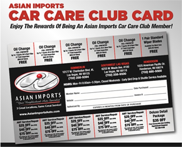 Asian Imports Car Care Club Card